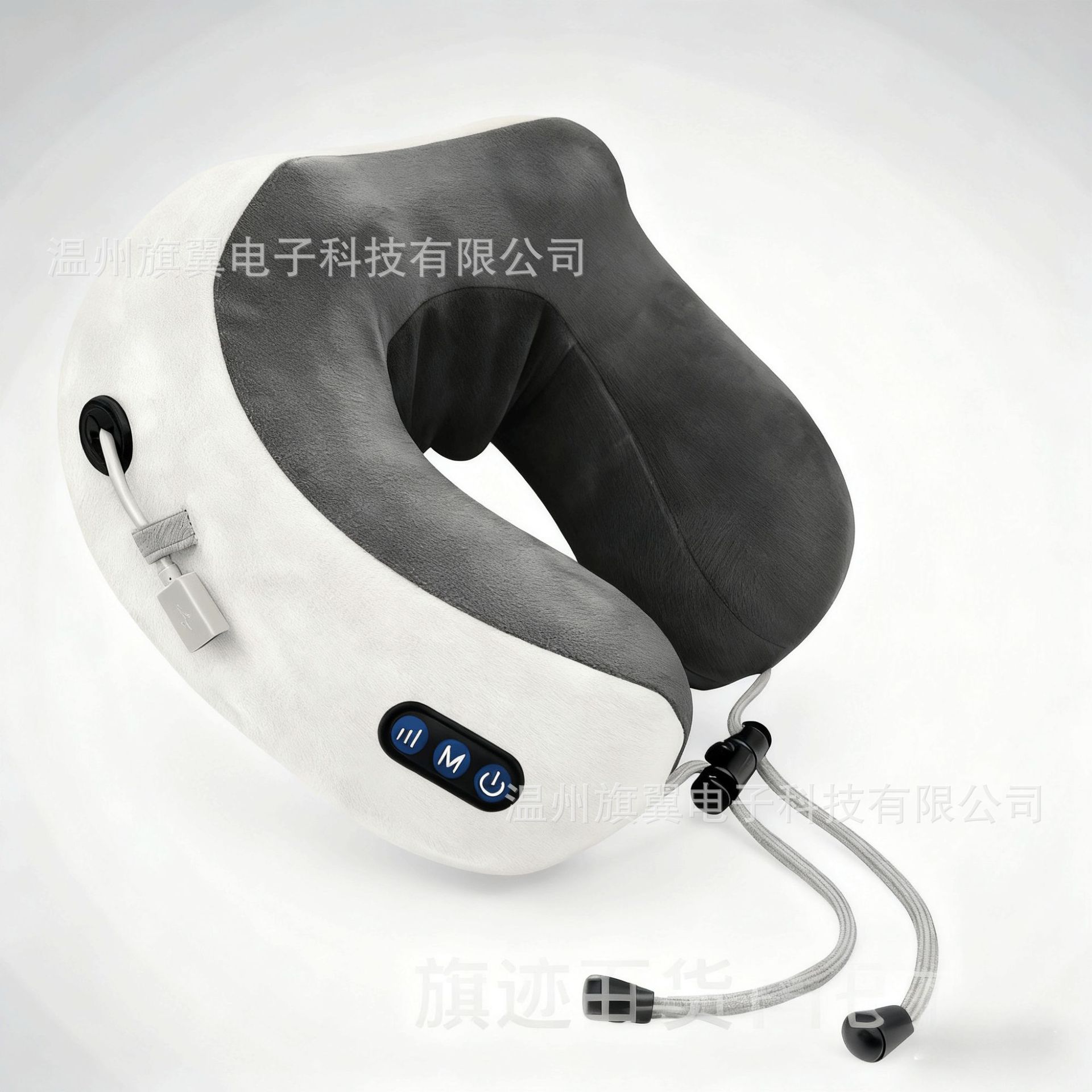 almohada de masaje en forma de U, tres claves, almohada de protección de cuello de espina cervical de masaje gris múltiple
