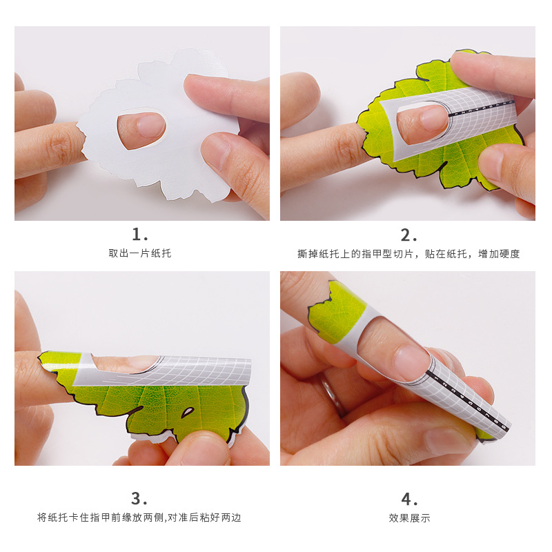 Soporte de papel de uñas de herradura extensión de fototerapia de cristal herramienta de uñas arte de uñas mariposa mosca titular de dedo rectangular 100 unids/rollo