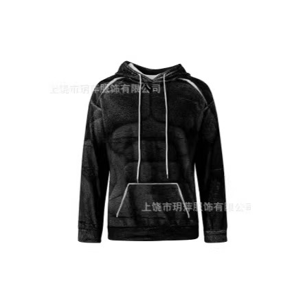 Foreign Trade European and American Independent Station 3D Printed New Men's Street Fashion Flannel Hooded Autumn and Winter Sweatshirt