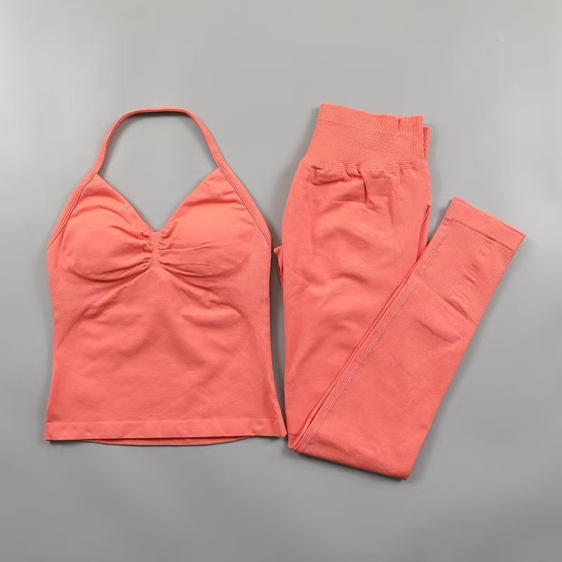 AliExpress venta caliente DFYNE nuevo fitness yoga traje deportivo chaleco halter sujetador pantalones cortos traje mujer