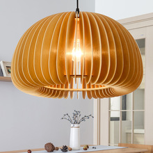 日式小吊燈實木原木色新中式創意北歐木質中古設計師卧室餐廳燈