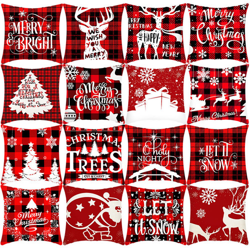 2025 New Cross-border Christmas Pillowcase with Deer Snowflake Linen Peach Skin Fleece Halloween Pillowcase Sofa Cover