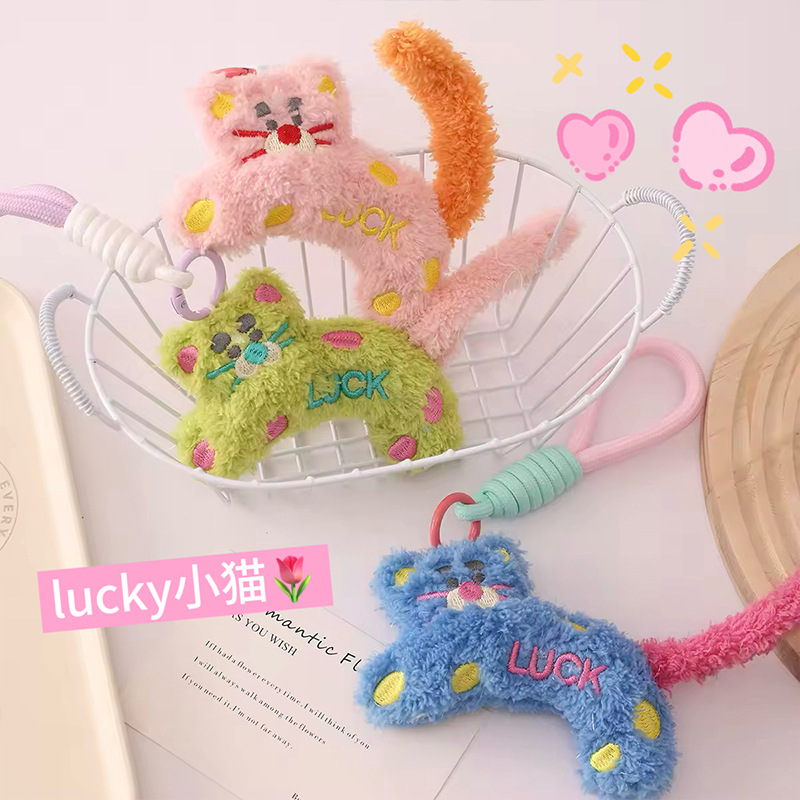 Lindo luck gato cordón de teléfono móvil creativo nueva cadena de teléfono móvil ins adornos de cámara estudiantes colgante de dibujos animados mujer
