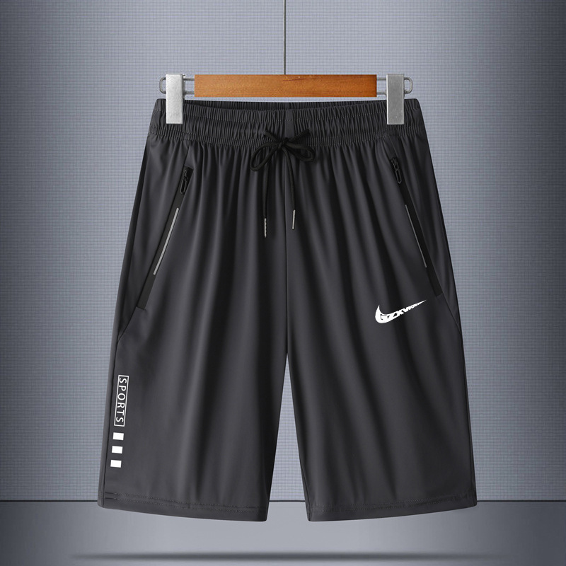 Ice Silk Breathable Quick-Dry Men's Shorts for Outdoor Summer Sports and Casual Wear, Men's Basketball Beach Shorts, Trendy Five-Point Shorts