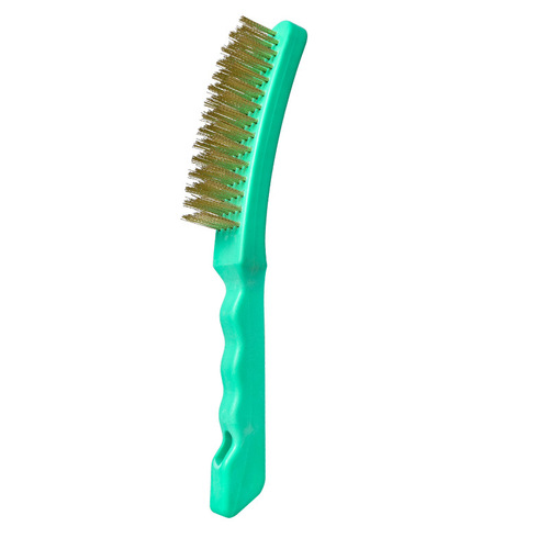 Wholesale stainless steel wire brush, copper-coated wire brush, rust removal gap plastic handle barbecue iron brush, cleaning brush
