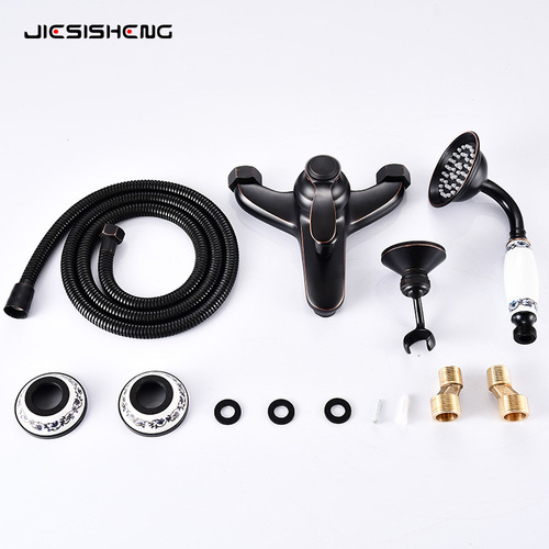 Antique all-copper simple shower set without top spray hand-held shower head home wall-mounted bathtub faucet