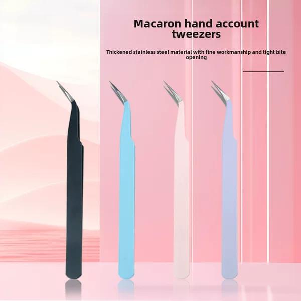 Stainless Steel Tweezers DIY Journaling Nail Art Curved Tip Pointed Tool Eyelash Extension Curved Tweezers Stainless Steel Cross-Border