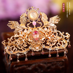 古装仿宝石发冠端庄大气凤冠古典发饰唐风头冠头饰复古宫廷配饰女