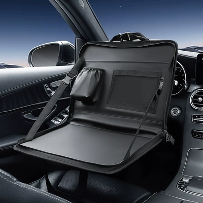 Car Steering Wheel Small Table Car Dining Tray Car Laptop Holder Tablet Computer Table Car Dining Table Dining Table (Bort kompüteri) - black-foldable-steering-wheelseat-back-dual-use