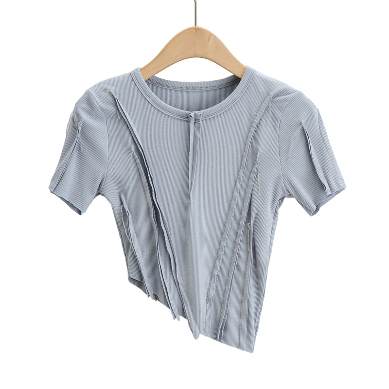 irregular crimping stitching T-shirt NSAC27587