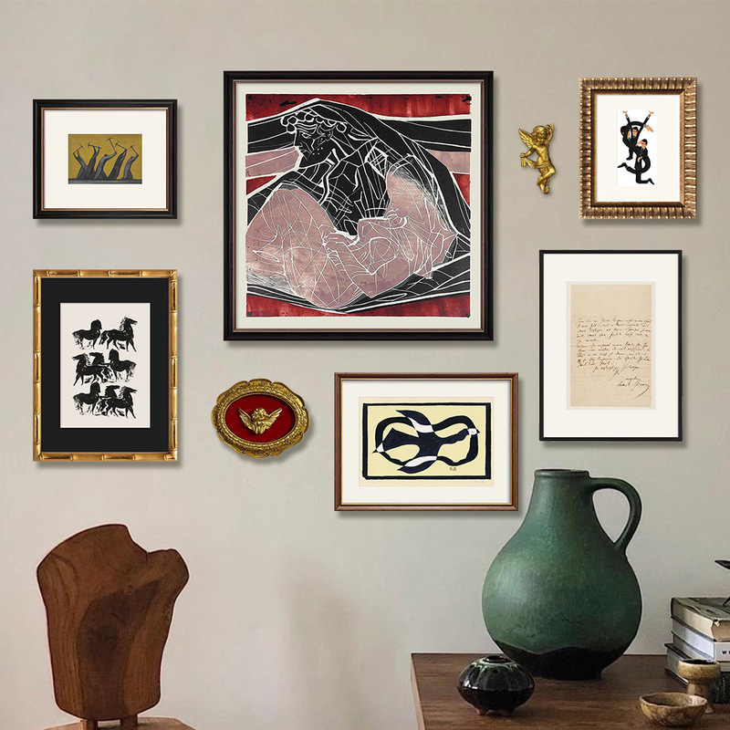 Modern Simple Middle-ancient Style Living Room Decorative Painting Niche High-level Abstract Art Hanging Painting Hallway Restaurant Combination Painting