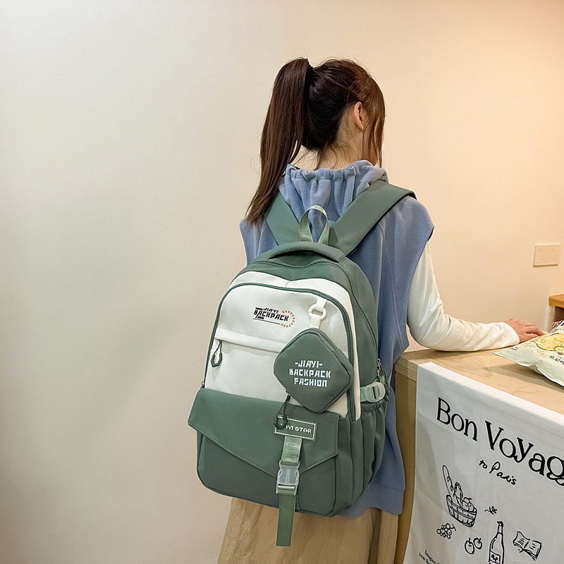 Bolsa de escuela universitaria de color universal, bolsa de viaje de escuela secundaria coreana, mochila de gran capacidad para estudiantes de escuela secundaria masculina.