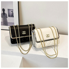 2024新款時尚香風菱格鏈條包包百搭氣質單肩斜挎包質感小方包