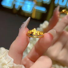 新中式古法工艺马上有钱戒指女高级感小众设计生肖马本命年指环女