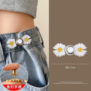 Pantalones de jeans de cintura, botones de cintura ajustados, botones ajustables fijos