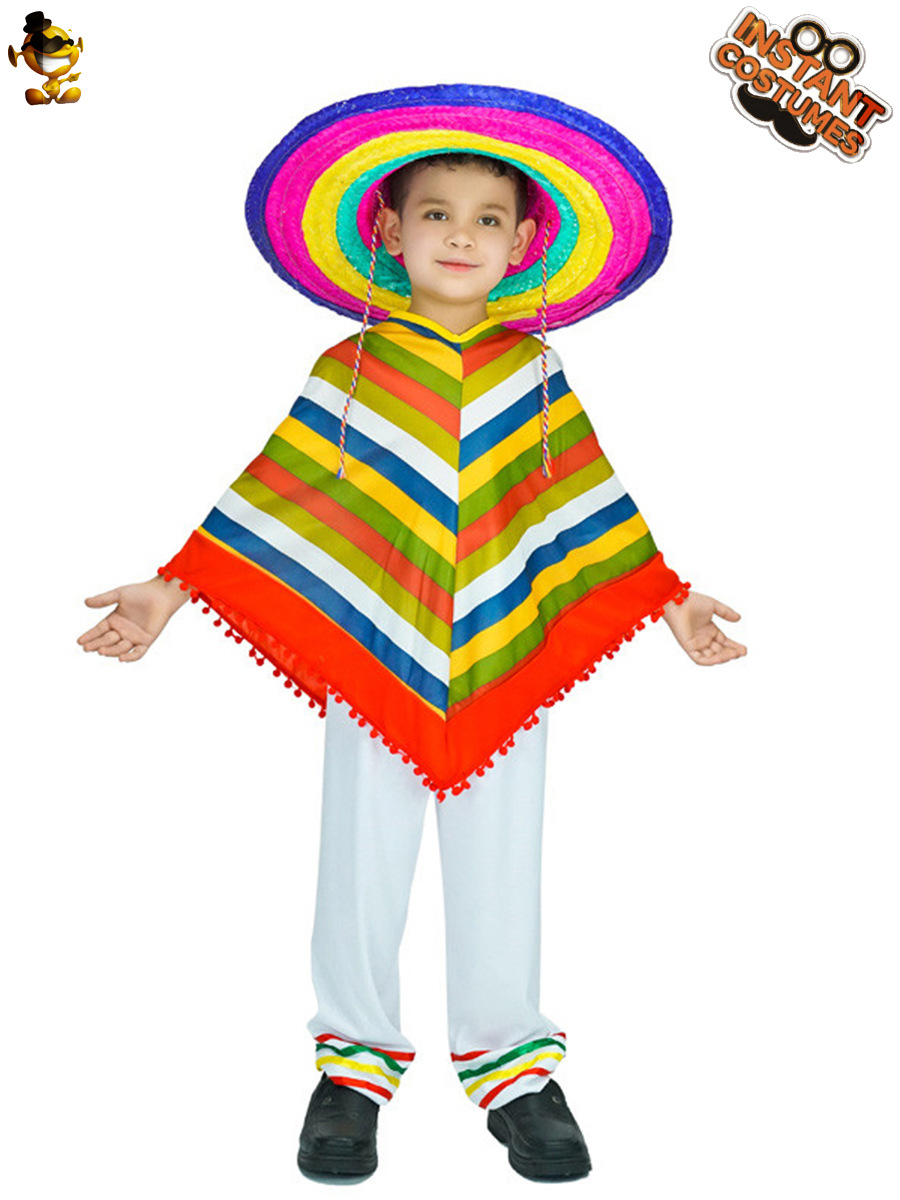 Halloween niño niños mexicano color manto estilo étnico mexicano traje del funcionamiento de los niños image 3