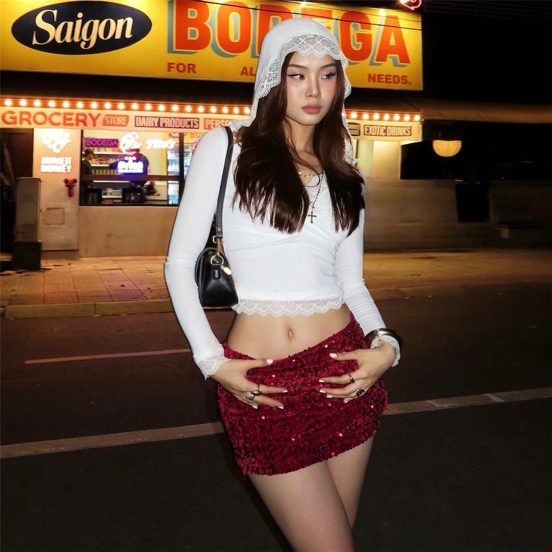 European and American 2025 Autumn New Cross-Border Solid Color Sequin Slim High-Waisted Fashionable Trendy Sexy Women's Skirt