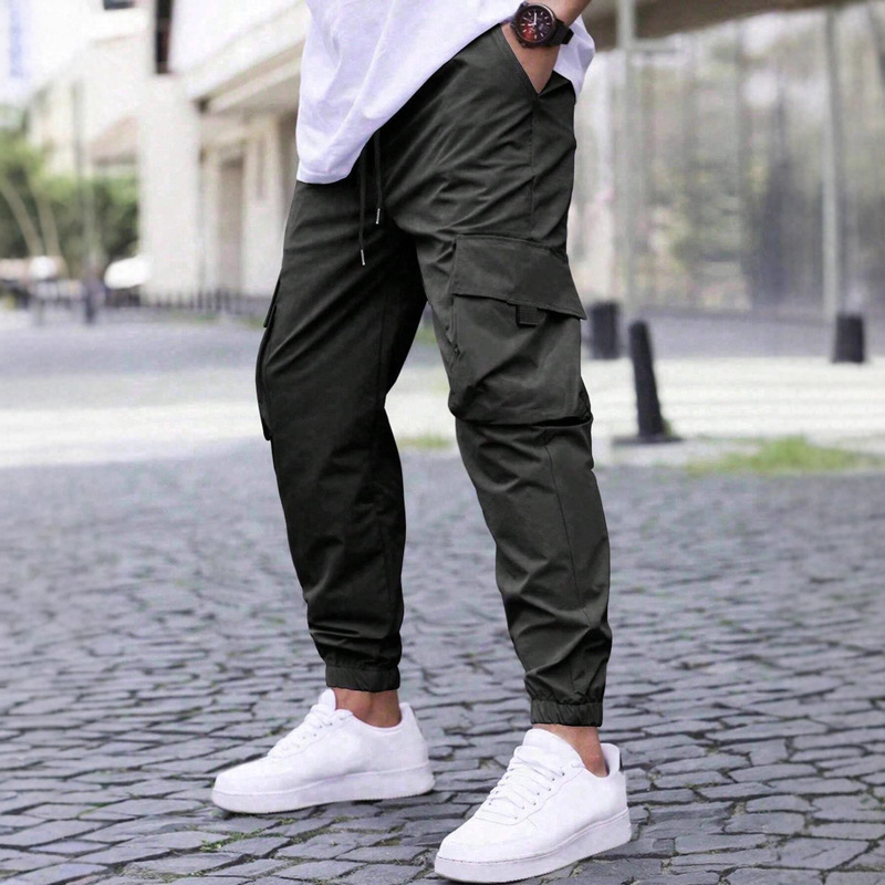 Cross-border new overalls jogging pants casual pants drawstring elastic waist sports outdoor running cotton street pants