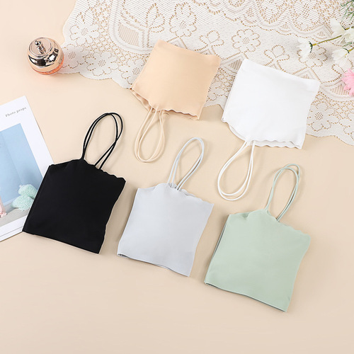 细肩带无痕薄款内衣女一体式小胸聚拢防走光文胸美背内搭抹胸罩