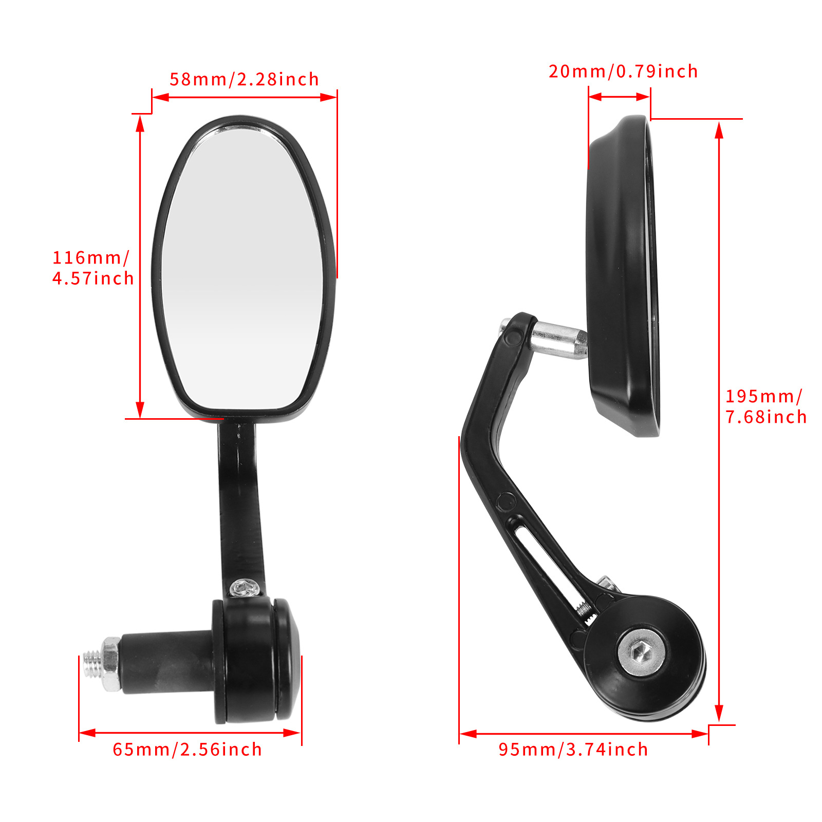 Motorcycle electric car rearview mirror handlebar folding mirror handle cover plug reflector rearview mirror rotatable blue mirror