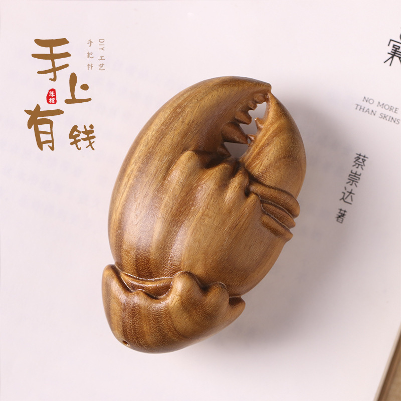 Green Sandalwood DIY Wooden Carving Hand-Held Ornament for Men to Carry Around and Play With, Decorative Handmade Carving