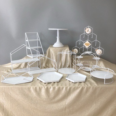 Estilo europeo blanco postre Mesa decoración pastel de boda bandeja soporte de exhibición té de la tarde Merienda stand comida fría té mesa de descanso image 25