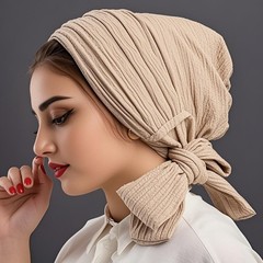 アマゾンの新商品の純色の弾力性のある頭の帽子の頭の帽子のファッションの百合の女性の頭の帽子のしわの布の長い尾の帽子