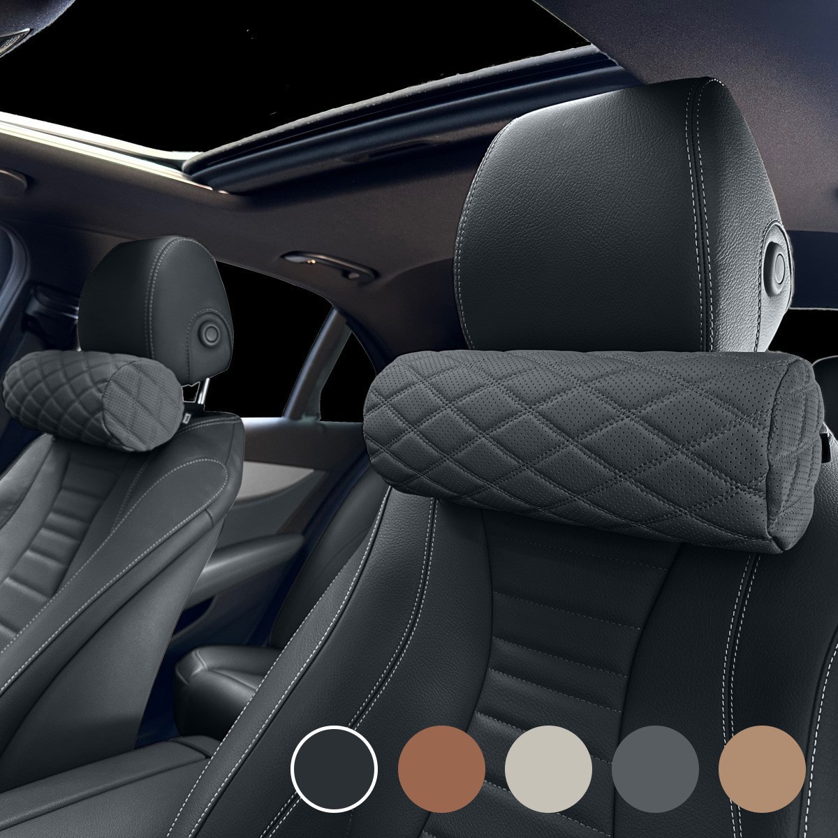 【厂家直销】高档汽车圆柱形头枕 双线经典款 汽车颈枕记忆棉