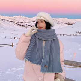 JM冬季新款学生甜美学院风保暖围脖日韩系包边针织毛线围巾百搭