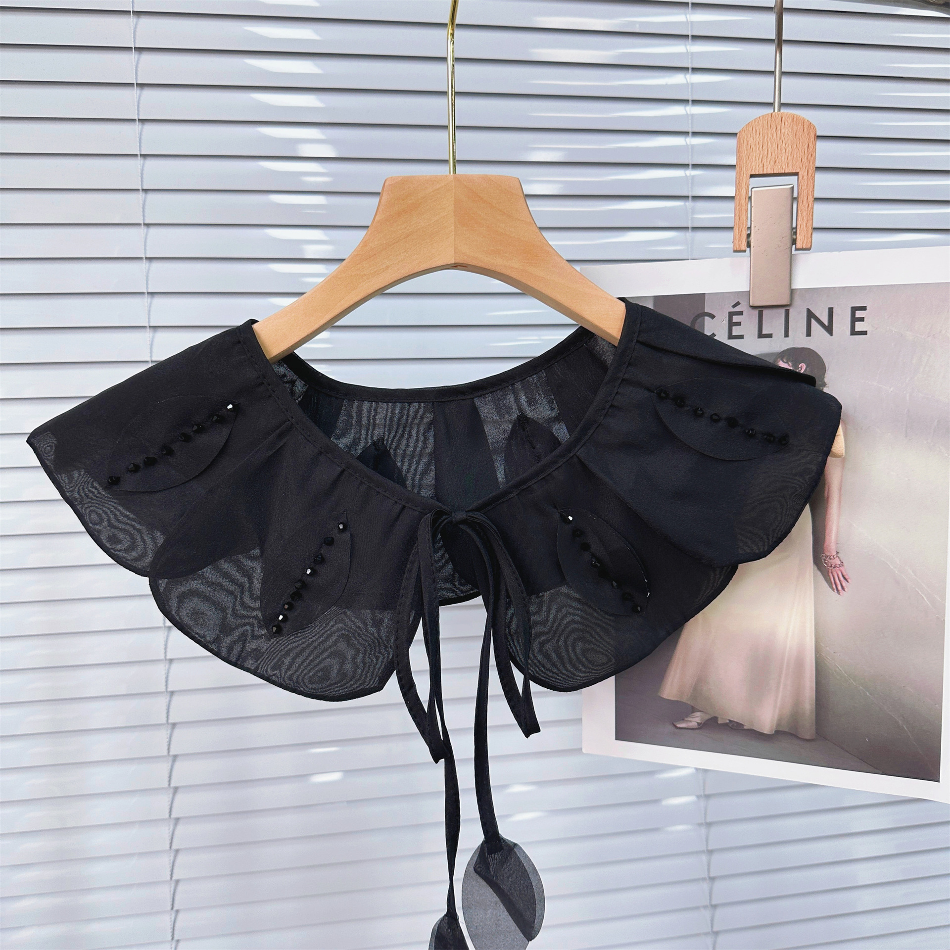 Nuevo volantes bordado encaje collar flor ropa a juego vestido pajarita falso collar fábrica al por mayor