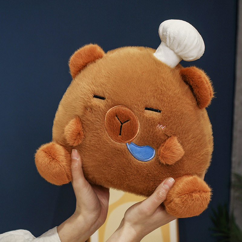 Sombrero de cocinero capibara muñeca almohada de peluche agua conejillo de indias pan oso niño pacificar muñeca regalo de cumpleaños