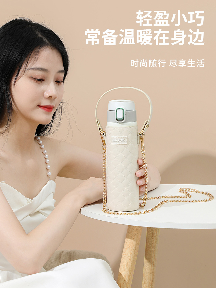 BB4C批發保溫杯套水杯套高顏值保護套斜挎背帶手提皮咖啡杯套