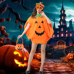 ハロウィンカボチャコスチューム子供の日のアクティビティフルーツパフォーマンス服かわいいカボチャ帽子パーティー装飾キャンディーバッグ