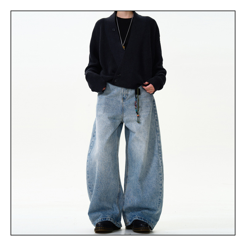 MADWITCH American Style Classic Washed Machete Jeans Unisex Loose Profile Casual vintage Pants Ins