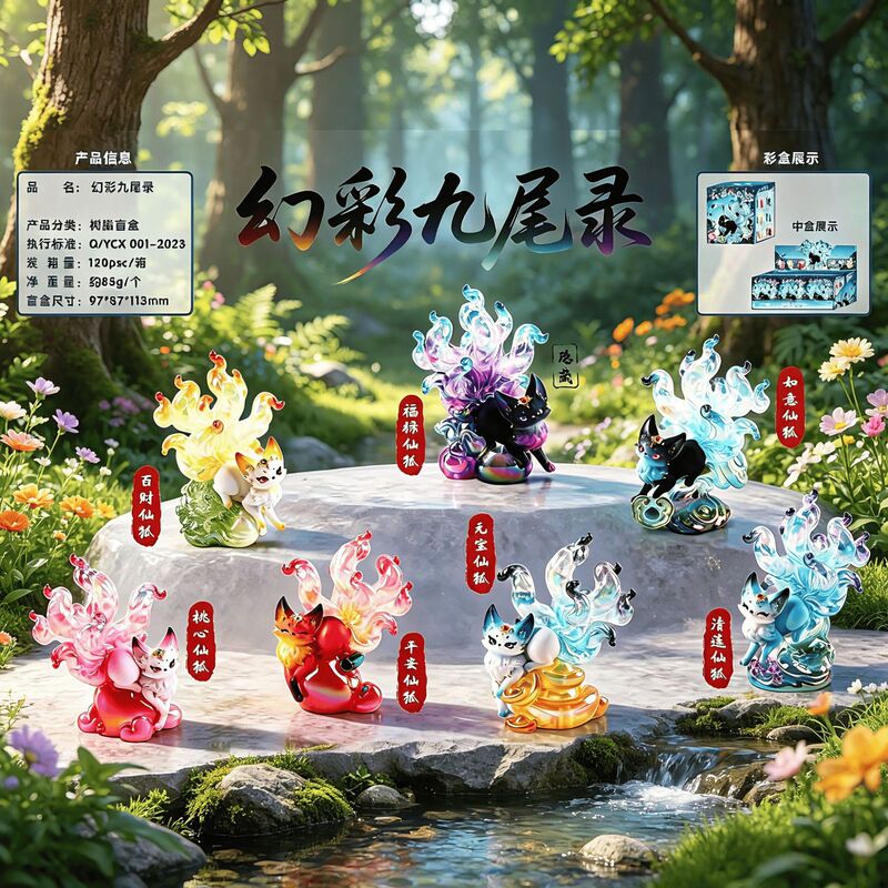 Tiktok Hot Sale: Colorful Nine-Tailed Fox Blind Box - Creative Ancient Style Figurine Desktop Decoration Small Gift Tiktok Hot Sale: Colorful Nine-Tailed Fox Blind Box - Creative Ancient Style Figurine Desktop Decoration Small Gift