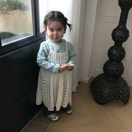 韩版童装2025秋季新款女童条纹打底衫蕾丝罩衫牛仔喇叭裤三件套潮
