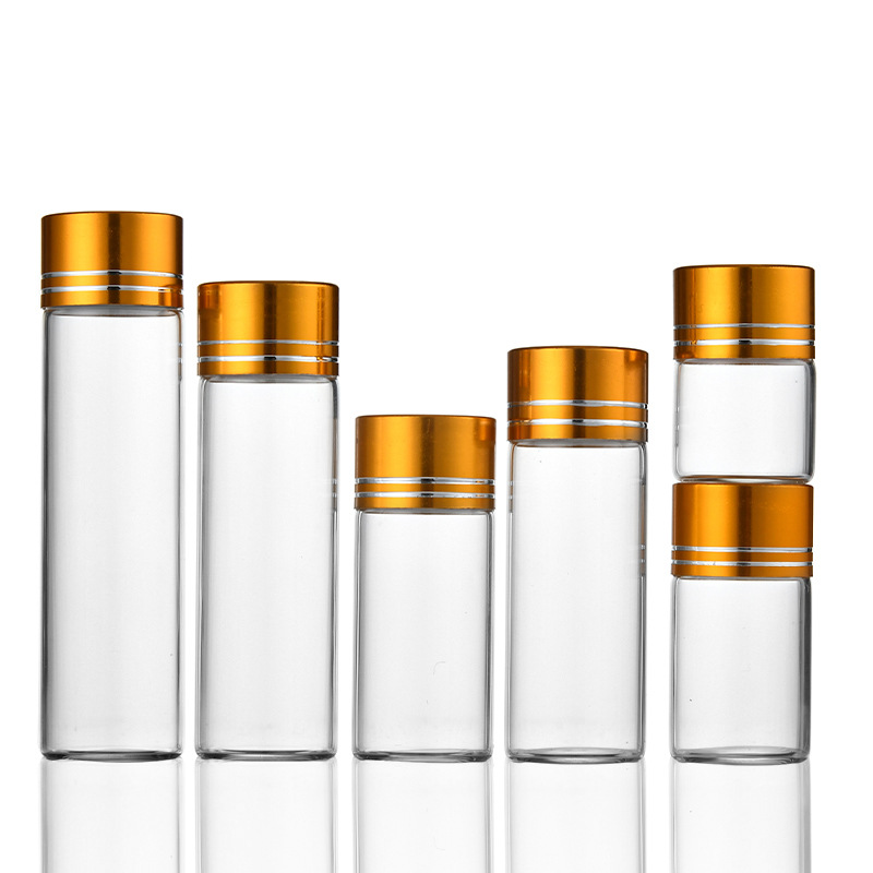 22直徑高硼硅玻璃管制瓶許願瓶漂流瓶大口金蓋液體小藥瓶試劑瓶