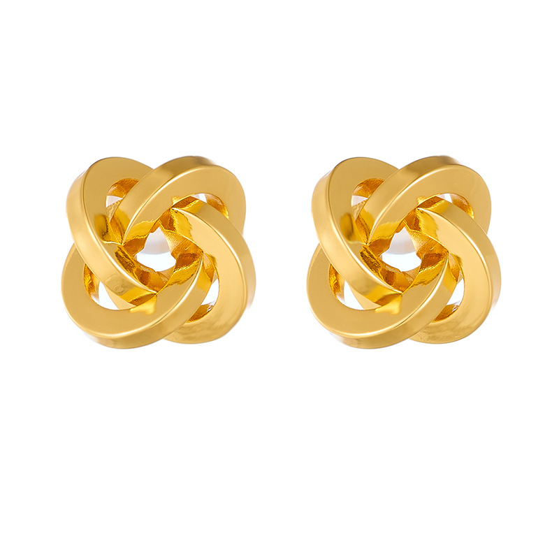 1 Pair Simple Style Solid Color Plating Copper Gold Plated Ear Studs display picture 3