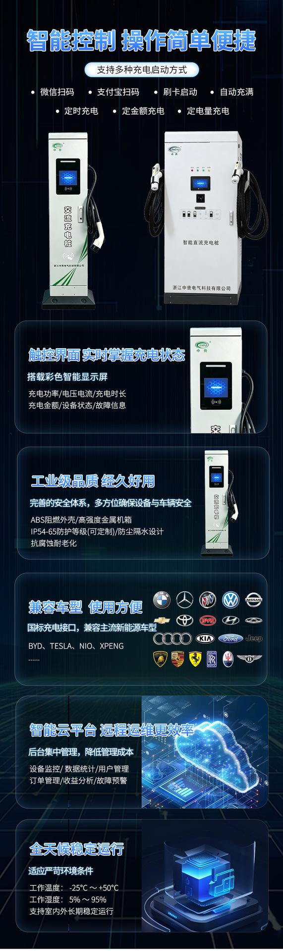 New Energy Electric Vehicle Charging Station Cabinet-Type Single-Gun 7Kw-42Kw Floor-Standing Smart Ac Charging Station
