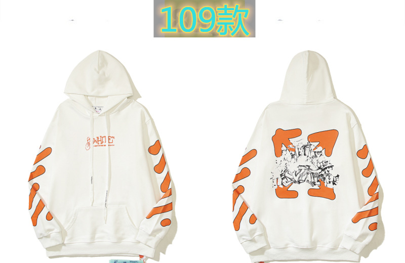 Marca de moda offwhite graffiti religioso pintura al óleo impresión de flecha hombre y mujer suelta OW pareja alta calle hoodie abrigo