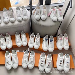 驴家新款休闲运动百搭小白鞋情侣板鞋满印彩色立体压绣花网红休闲