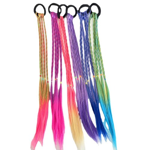 New girl's dirty braid wig headdress style princess children's baby hair accessories hidden braid colorful braided hair rope hair ring
