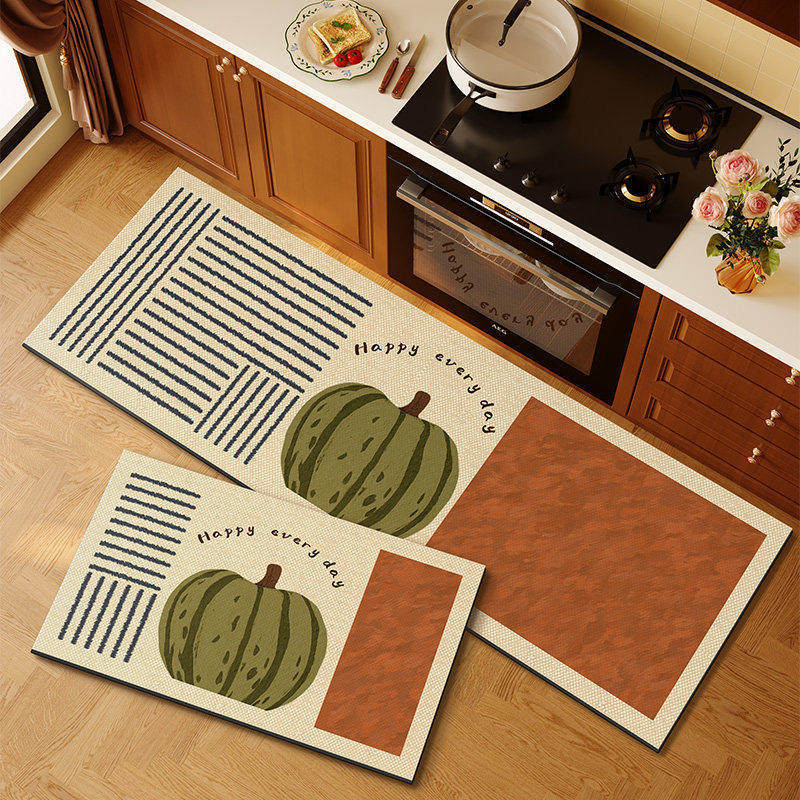 American retro cocina alfombra de suelo de absorción de agua alfombra de suelo de puerta de aceite dos piezas conjuntos de alfombra antideslizante resistente al desgaste fácil de cuidar