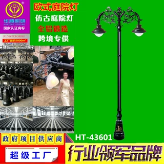 华腾定制欧式庭院灯铸铝景观灯5米8米led铸铝仿古景观路灯跨境