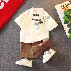 Summer Children's Hanfu Set for Boys, Summer Clothing, New Chinese Style Tang Suit, Baby Summer Chinese Style Short Sleeve Set Q241