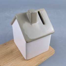 跨境陶瓷房子存钱罐 房屋造型储钱罐储蓄罐 烟囱储蓄罐房子零钱罐