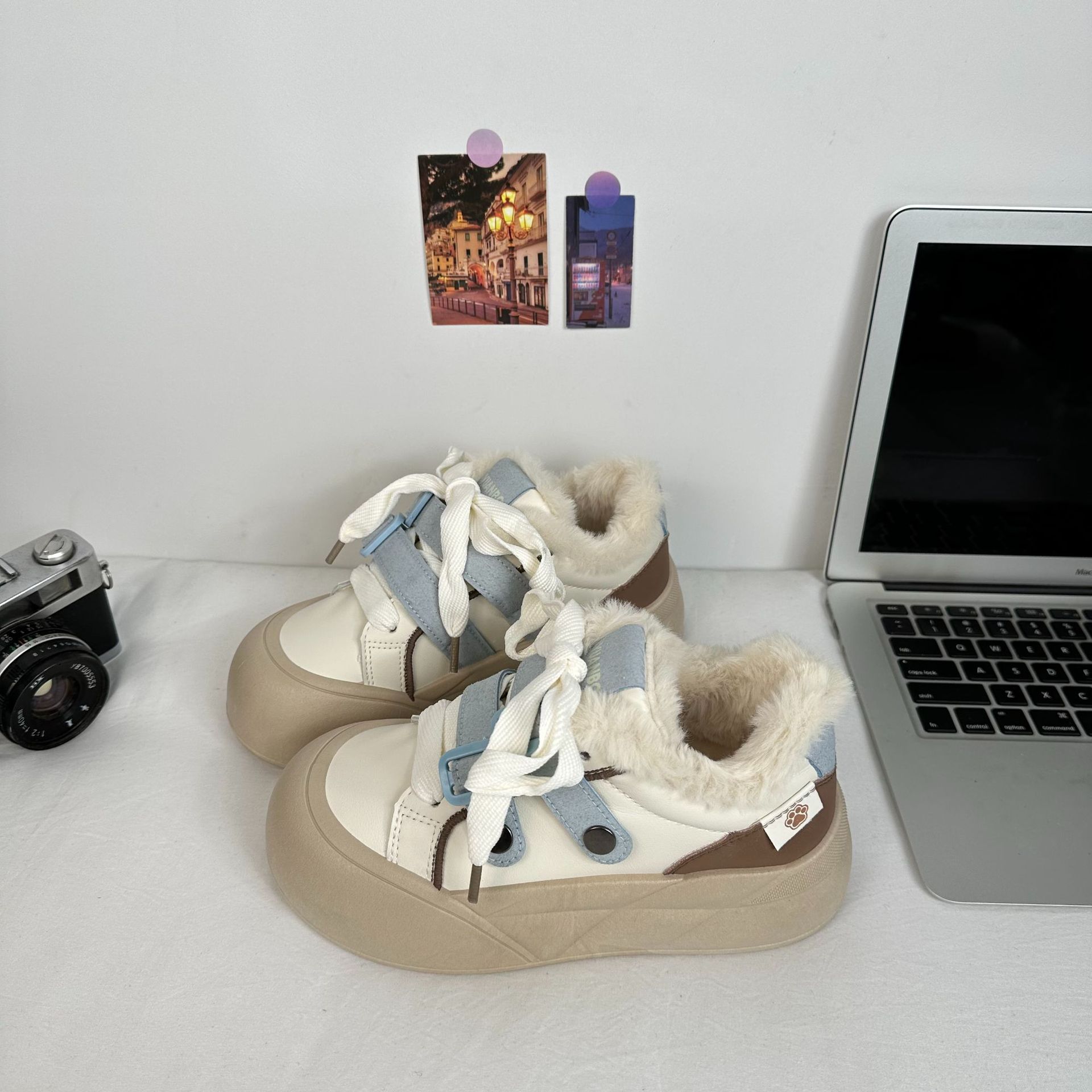 Leche fu fu con zapatos blancos de terciopelo, zapatos de pan calientes de mujer, zapatos de invierno para estudiantes, zapatos casuales de invierno. image 4