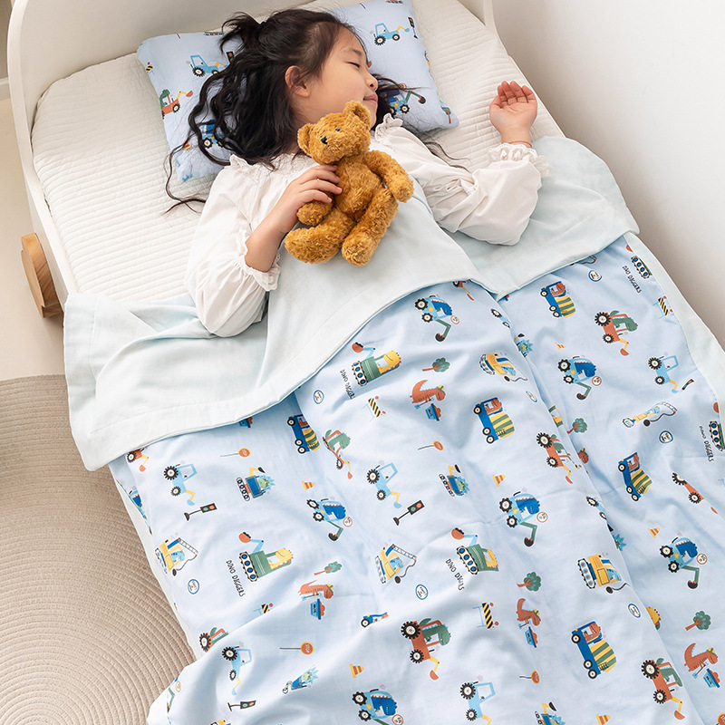 Clase A manta para bebés y niños edredón fresco de verano de algodón jardín de infantes siesta edredón fino manta de aire acondicionado para niños hilo de doble capa edredón fresco de verano