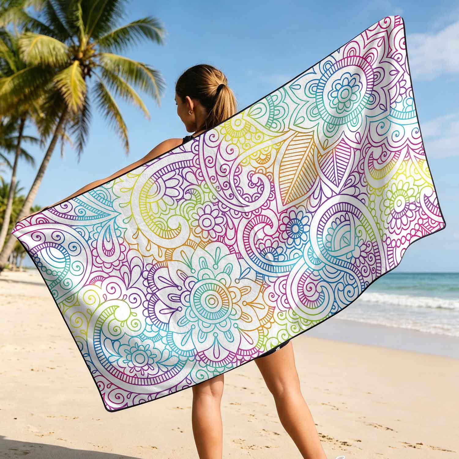 2-piece dual-use car seat cover, ultra-fine fiber, can be used as a beach towel, printed car protective seat cover 6