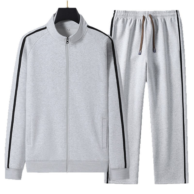 Primavera y otoño transfronterizos con cremallera con solapa delgada suéter para hombres, pantalones casuales, camisetas deportivas para hombres y mujeres, dos piezas